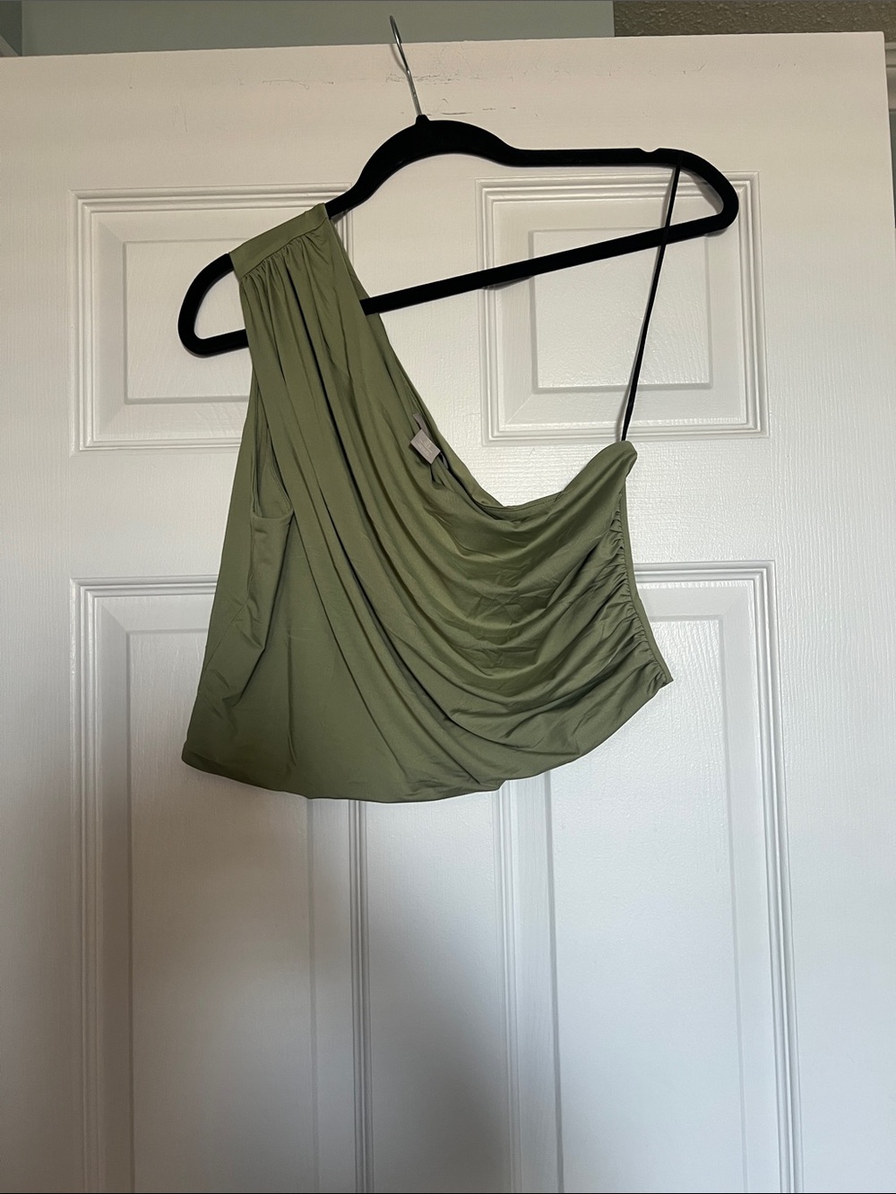H&M Olive Green One-Shoulder Draped Top